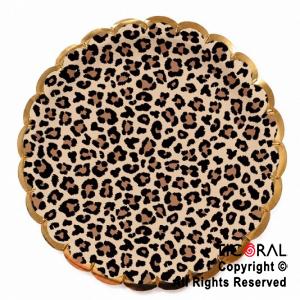 PLATOS CHICOS ANIMAL PRINT REDONDOS CON STAMPING ORO X 8 UNIDADES